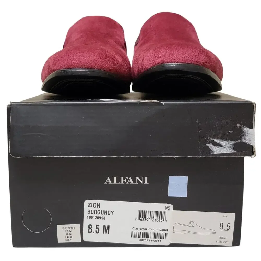 Alfani Men Zion Slip On Smoking Loafers Size US 8.5M Burgundy Purple Microsuede